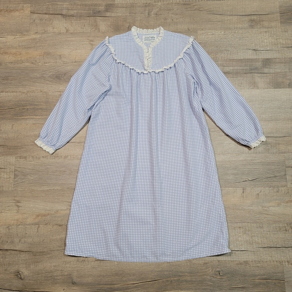 VTG Lanz of Salzburg Nightgown Midi Dress Edwardian Frock Cottagecore Gingham